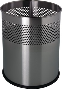 Kosz na papiery 15 l wys. 321 x śred. 255 mm okrągły stal szlachetna srebrny HEL