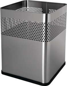 Kosz na papiery 18 l wys.325xsz.240xgł.240 mm kwadratowy stal szlachetna srebrny