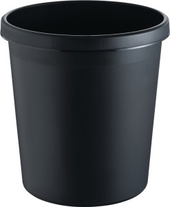 Kosz na papiery 18 l wys.331xśred.315 mm z uchwytem tworzywo sztuczne czarny HEL