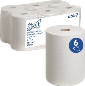 Ręcznik na rolce 6657 1-warstw., niewytłaczany biały dł. ok. 151 mm x szer. ok.