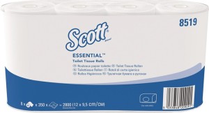 Papier toaletowy SCOTT® ESSENTIAL 8519 2-warstwowy, małe rolki 64 r. po 350 list