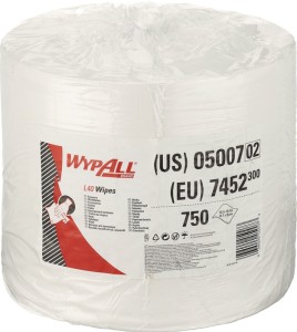 Czyściwo WYPALL L40 7452 dł. 315 x szer. 310 ok. mm biały 1-warstwowy 750 ściere