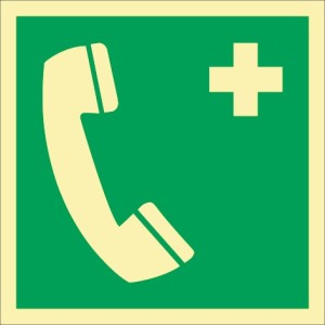 Znak ratunkowy ASR A1.3/DIN EN ISO 7010/DIN 67510 dł. 148 x szer. 148 telefon al