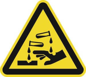 Znak ostrzegawczy ASR A1.3/DIN EN ISO 7010 200 mm substancje żrące folia