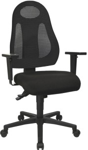 Krzesło biurowe obrotowe z technologią synchroniczną czarne/czarne 420‒530 mm be