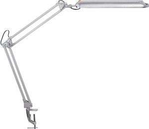 Lampa biurkowa metal/tworzywo sztuczne srebrny w. maks. 380 mm z zaciskiem stoło