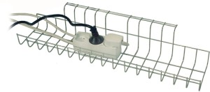 Kosz kablowy szer.490 x gł.100 x wys.80–85 mm srebrny pasuje do biurka