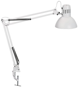 Lampa biurkowa metal biała wysokość 440 mm stopka zaciskowa LED MAUL