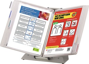 Sorter SHERPA na biurko PCW biały 10 wkładów przezroczystych A4 lakierowany stoj