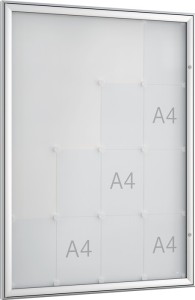 Gablota wystawowa 16 x DIN A4 szer. 930 x wys. 1275 mm rama prostokątna do obsza