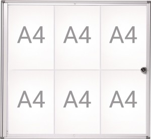 Gablota wystawowa 6 x A4 szer. 710 x wys. 651 mm narożniki ścinane do wnętrz MA