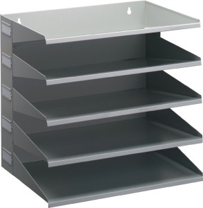 Półka na dokumenty 5 półek wys. 330 x szer. 360 x gł. 250 mm blacha stalowa jasn