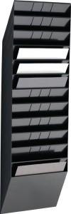 Uchwyt na prospekty wys. 1045 x szer. 348 x gł. 95 mm liczba półek 12 A4 poziomo