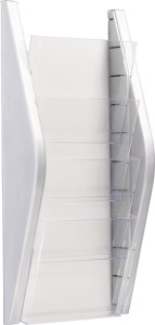Uchwyt na prospekty wys. 540 x szer. 280 x gł. 80 mm DIN A4 pionowy srebrny HELI