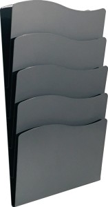 Uchwyt na prospekty wys. 430 x szer. 240 x gł. mm liczba półek 5 DIN A4 metal sr