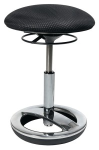 Hoker z pierścieniem nogi tapicerka czarna regulacja wys. siedz. 440-570 mm TOPS