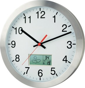 Zegar ścienny zegar radiowy mat. srebrny aluminium 1,5 V śred. 300 mm liczby z t