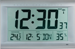Radiowy zegar cyfrowy zegar radiowy tworzywo srebrny matowy 1,5 V liczby