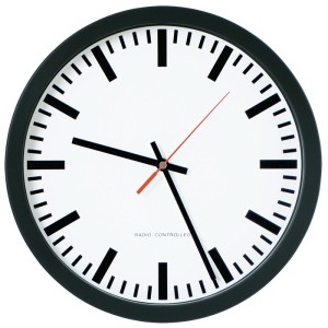 Zegar ścienny zegar radiowy tworzywo sztuczne czarny śred. 250 mm 1,5 V belka śr