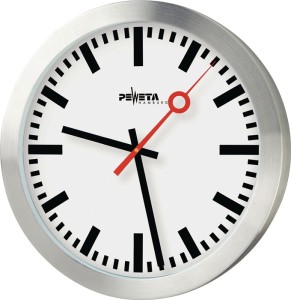 Zegar ścienny zegar kwarcowy matowy srebrny aluminium śred. 300 mm 1,5 V belka ś