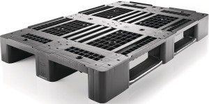 Paleta z tworzywa sztucznego dł. 1200 x szer. 800 x wys. 150 mm 3 płozy ażurowe