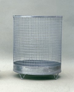 Kosz na odpady wys. 600 x śred. 400 mm 75 l krata z drutu ocynkowana z 4 nogami
