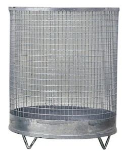 Kosz na odpady wys. 600 x śred. 500 mm 118 l krata z drutu ocynkowana z 4 nogami