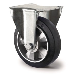 Kółko stałe do dużych obciążeń Ø koła 125mm udźwig 300kg guma el. bauwys. 164mm