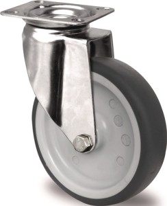 Kółko skrętne Ø koła 125mm udźwig 100kg z płyta mont. szer. płyty 70mm łoż. śliz