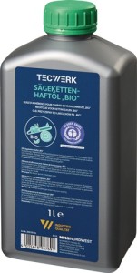 Olej do pił łańcuchowych BIO 52 mm²/s (przy 40 stop. C) 1 l butelka TECWERK