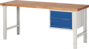 Stół warsztatowy seria BK 650 szer.2000xgł.700xwys.790–1140 mm buk jasnosz., RAL