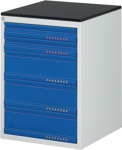 Szafka z szufladami BK 650 wys. 820 x szer. 580 x gł. 650 mm jasnoszary/niebiesk