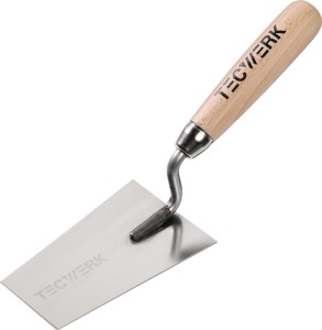 Kielnia do tynku trapezowa wąska długość 120 mm szerokość 85 mm nierdzewna, uchw