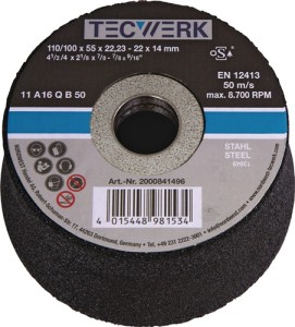Tarcza szlifierska garnkowa A16Q 110/100 mm stal i staliwo stopowe 16 otwór 22,2