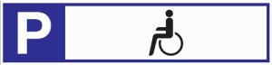 Znak parkingowy parking dla niepełnosprawnych dł. 460 x szer. 110 aluminium biał
