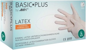 Rękawica jednorazowa Basic Plus wielkość L jasnobeżowy lateks EN 374, EN 455, EN