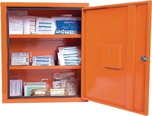 Apteczka EUROSAFE szer. 490 x wys. 560 x gł. 200 ok. mm pomarańczowa 1-drzwiowa