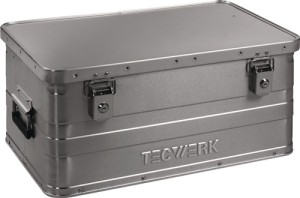 Skrzynia aluminiowa dł. 580 x szer. 380 x wys. 275 mm 47 l z zatrzaskiem i zamki