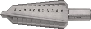 Wiertło stopniowe zakres wiercenia 20–30 mm HSS z rowkami prostymi liczba ostrzy