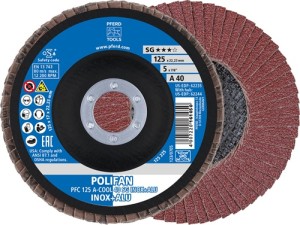 Tarcza lamelowa (listkowa) POLIFAN A-COOL SG INOX+ALU śred. 125 mm uziarnienie 4