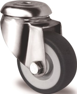 Kółko skrętne Ø koła 50mm udźwig 50kg moc. otwór tyl. PP łoż. ślizg. nierdz. TPE