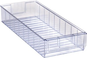 Skrzynka regałowa dł. 500 x szer. 183 x wys. 81 mm przezroczysta SAN TECWERK