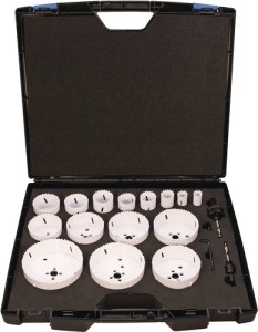 Zestaw otwornic 17-części 19–114 mm głębokość cięcia 38 mm bimetal TECWERK
