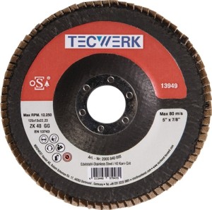 Tarcza lamelowa (listkowa) śred. 125 mm uziarnienie 40 stożkowa aluminium węglik