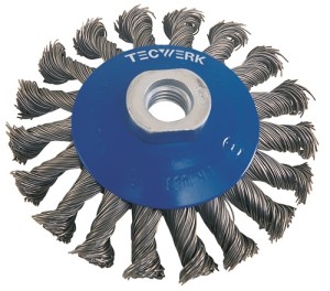 Szczotka stożkowa śred. 100 mm grubość drutu 0,35 mm VA 13mm 12500 min-¹ TECWERK