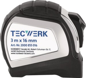 Miara zwijana długość 3 m szerokość 16 mm mm/cm EG II 2K Automatic TECWERK
