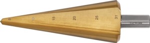 Wiertło stożkowe do blachy zakres wiercenia 5–31 mm HSS TiN dł. całkow. 103 mm l