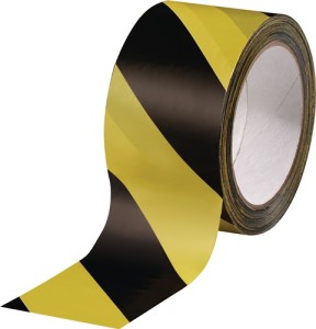 Taśma znakowania PCW czarny/żółty długość 66 m, szerokość 60 mm kółko