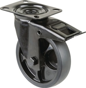 Kółko skrętne śred. koła 125 mm udźwig 120 kg z ustalaczem gumowym 104x80 mm cza