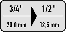 Element redukcyjny 568 czop czworokątny napędu 3/4 cal. czop czw. od. napędu 1/2